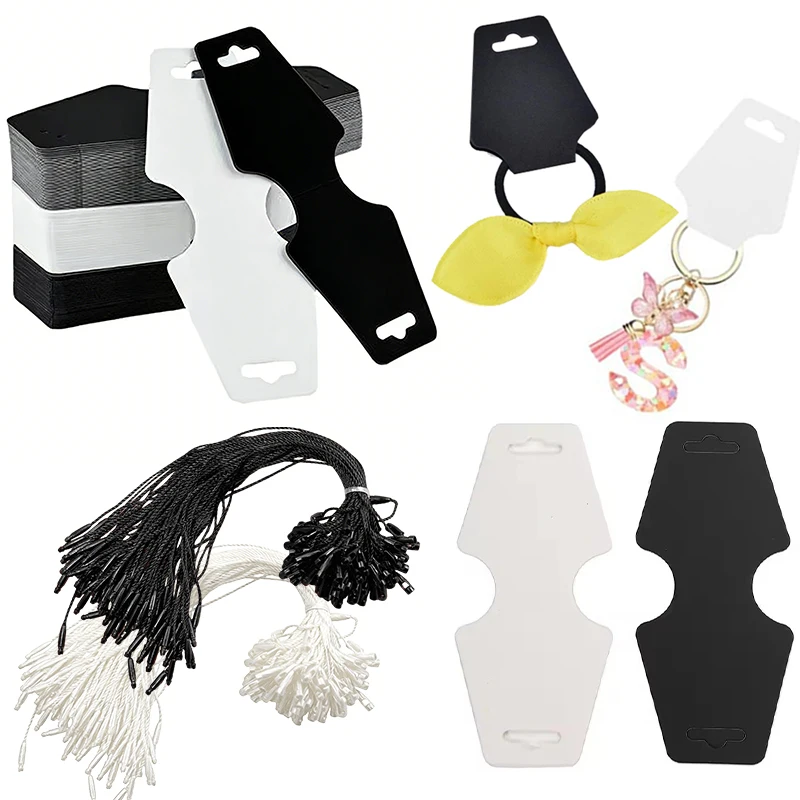 

100 шт./компл. складная бирка с веревкой, черно-белая, в наличии, подвесная карточка ручной работы, подходит для ювелирных изделий, ожерелья ZYF