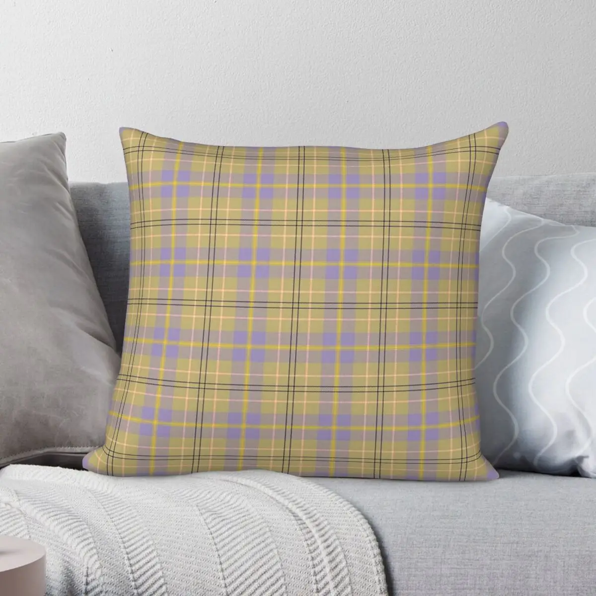 Taylor Ancient Tartan Square Pillowcase Polyester Linen Velvet Pattern Zip Decorative Sofa Cushion Cover