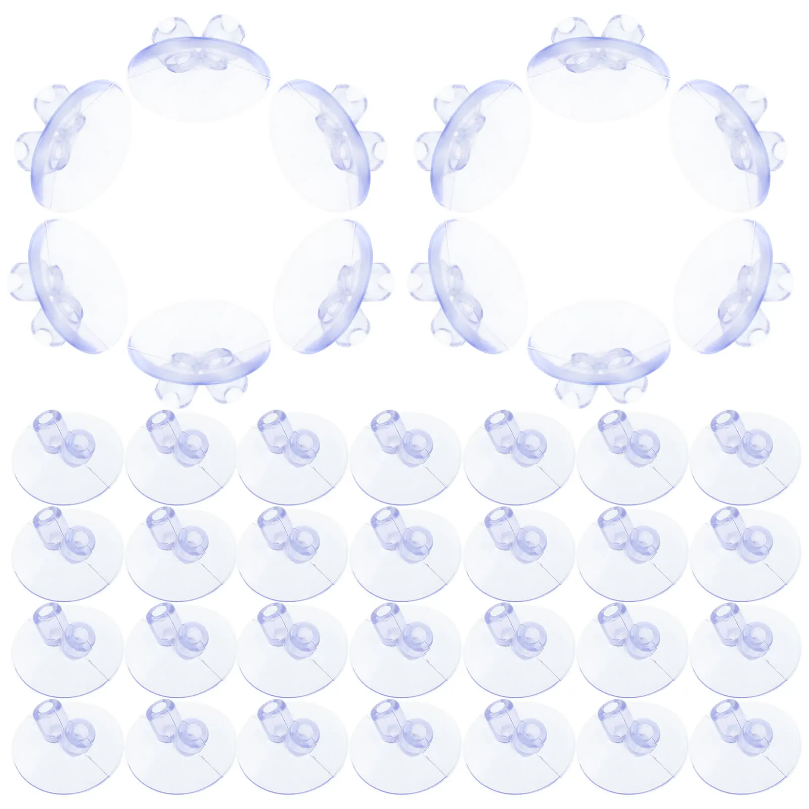 

100 Pcs Suction Cup Flagpole 35mm Transparent Double Hole Strong Suction Glass Table Desk Office Library Material