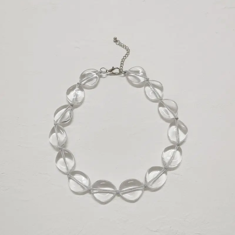 Kara&Kale Fashion Ladies Necklaces Knotted Short Necklaces Simple Style Transparent Beads Original Handmade Jewelry