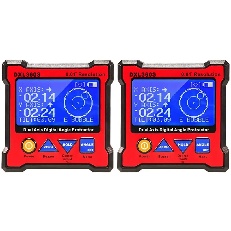 Y42A-2X DXL360S Dual Axis Digital Angle Protractor With 5 Side Magnetic Base Dual-Axis Digital Display Level Gauge