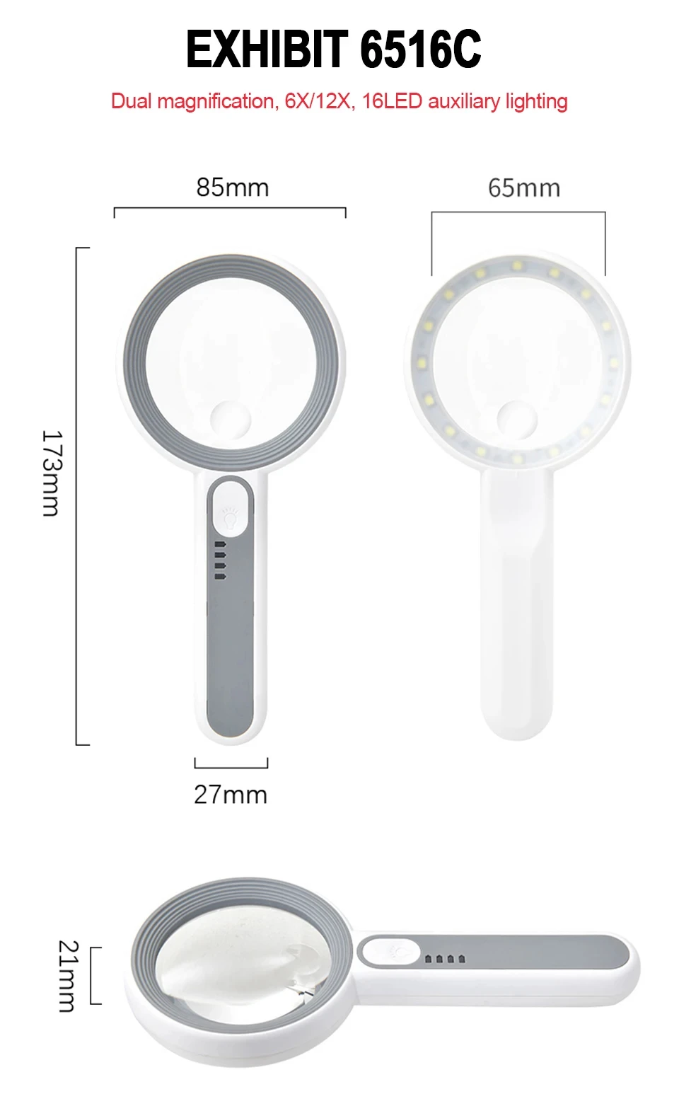 Wiederaufladbare Handlupe, 3 Beleuchtungsmodi, beleuchtete Lupe mit LED-Licht für Senioren, Lesereparatur – Detail 8