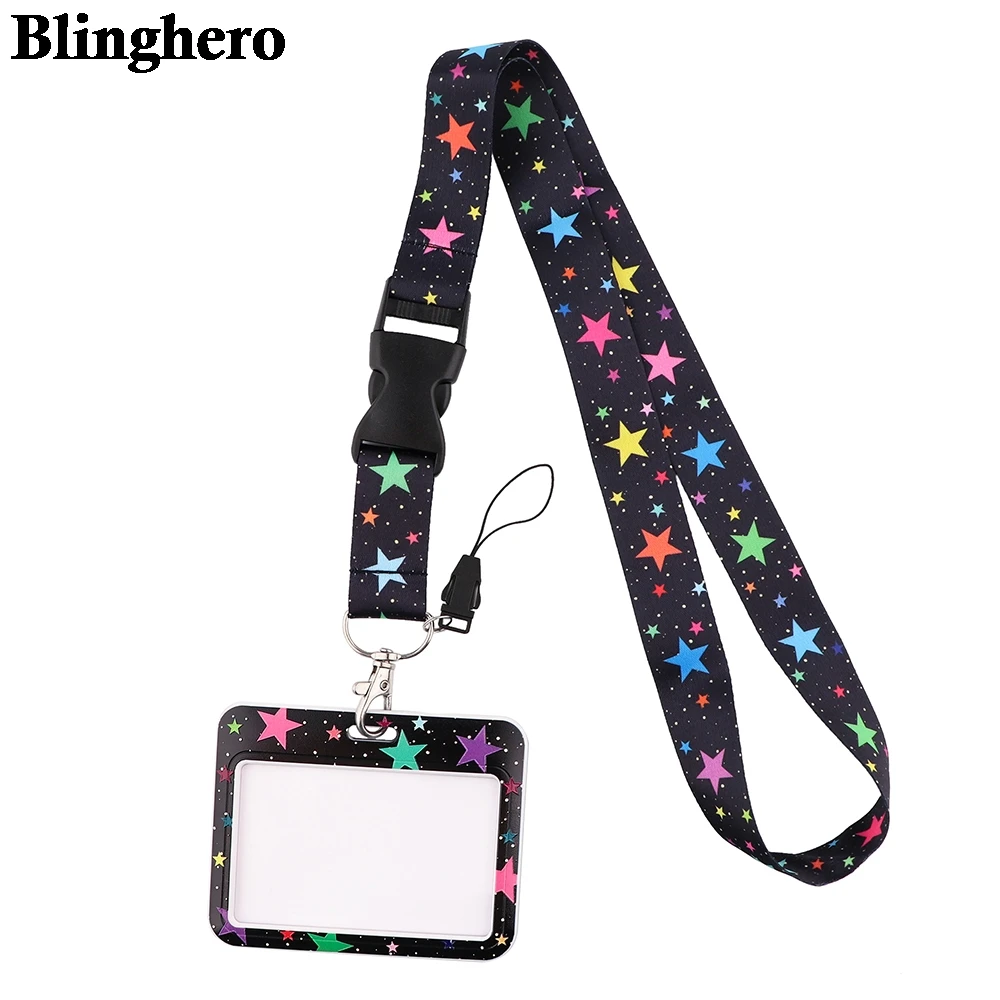 

Цветной шнурок CB637 со звездами, держатель для кредитных карт, бейдж для студентов, женщин, для путешествий, банковский автобус, Обложка для визиток, бейдж