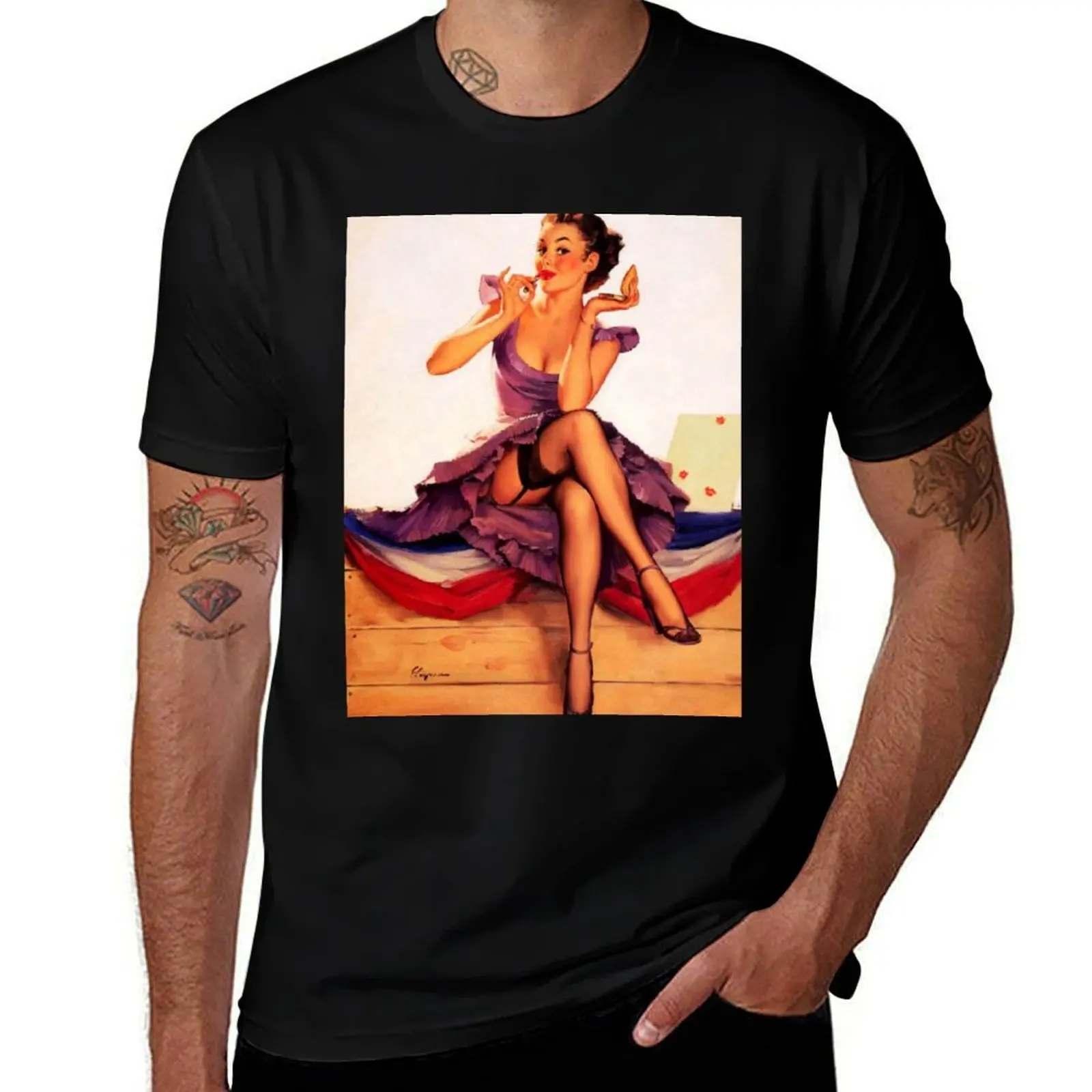 Pin-Up Girl - Elvgren - Vintage T-Shirt Modern Print Casual T-Shirt