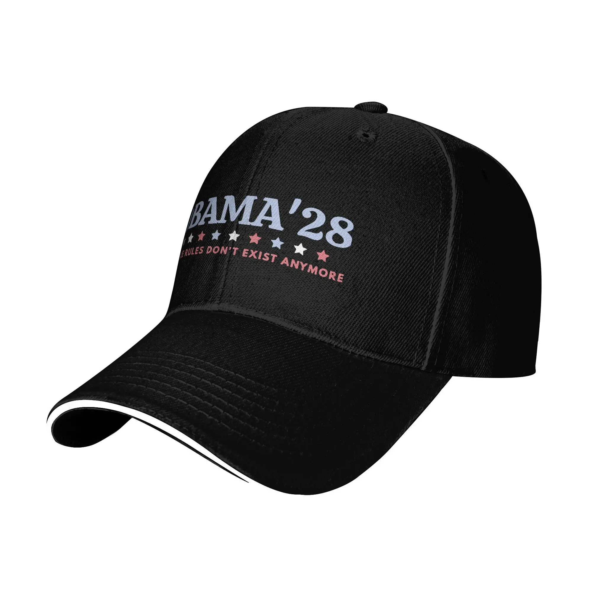 Obama 2028 Since Rules Don't Exist Anymore Sandwich Baseball Caps Classic Polyester Satire Headwear Men Women Adult Hat