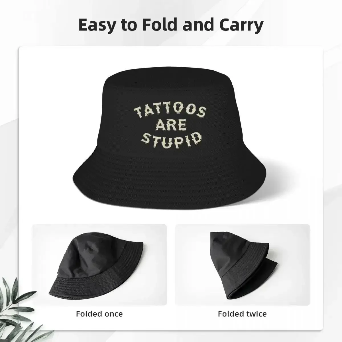 Women Bucket Hat Vintage Tattoos Are Stupid Outfit Bob Hat Vocation Getaway Headwear Sun Cap Packable