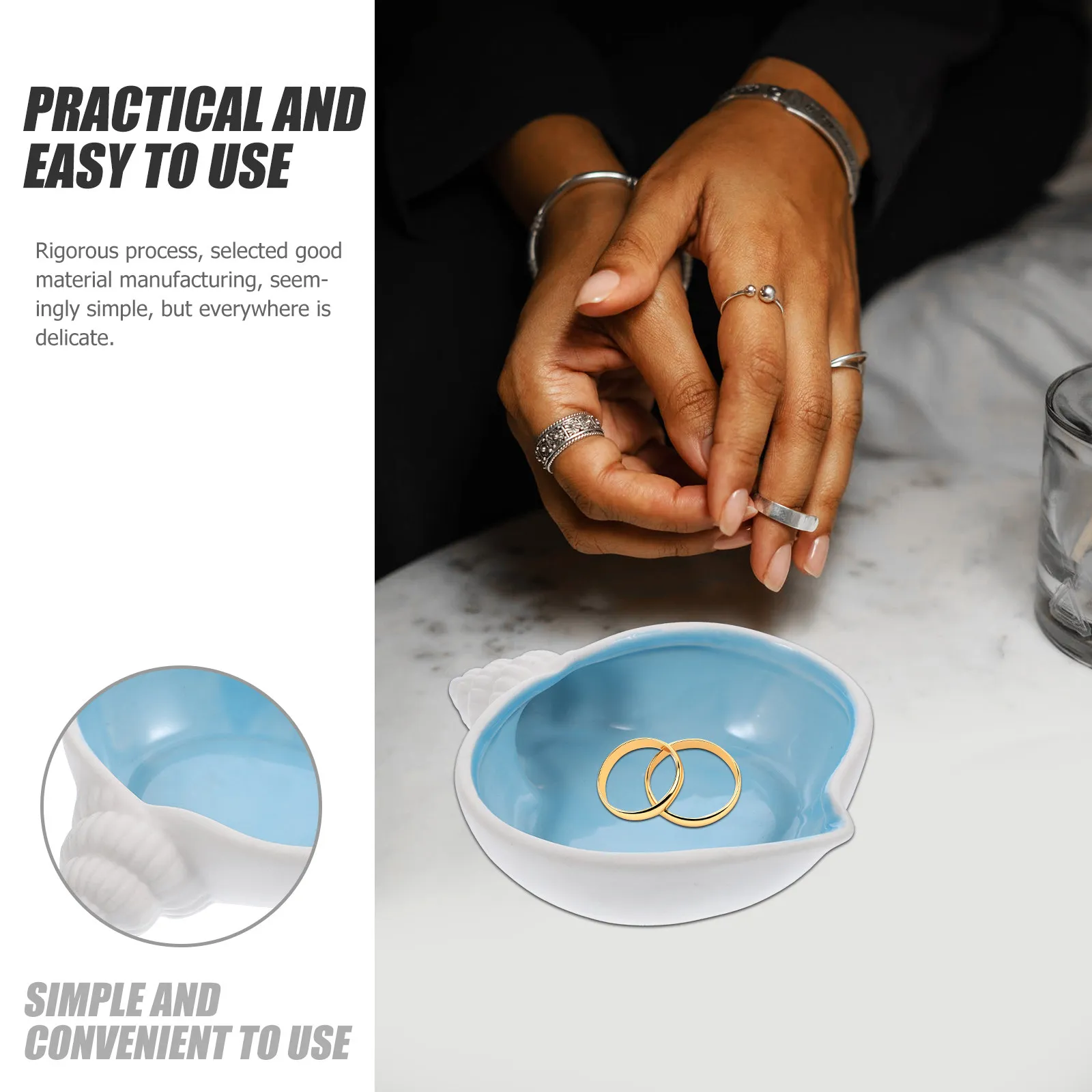 Premium Ceramic Conch Bowl Jewelry Dish Ring Tray Trinket Stand Perfume Candy Snack Container Home Decor Western Style Table