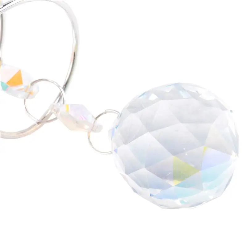A11E-17.7Inch Gazing Ball Spiral Tail,Decorative Wind Spinner Sun Catcher,Glass Crystals For Indoor Outdoor Decoration