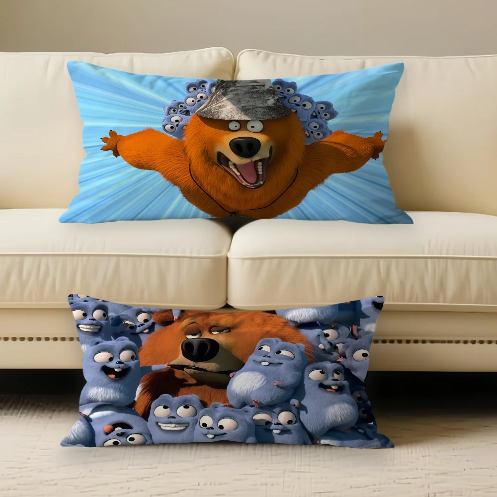 Cartoon cute G-Grizzy y L-Los L-Lemmings  Pillow Case Suitable for Office Bedroom Sofa Home Decoration Rectangle Cushions