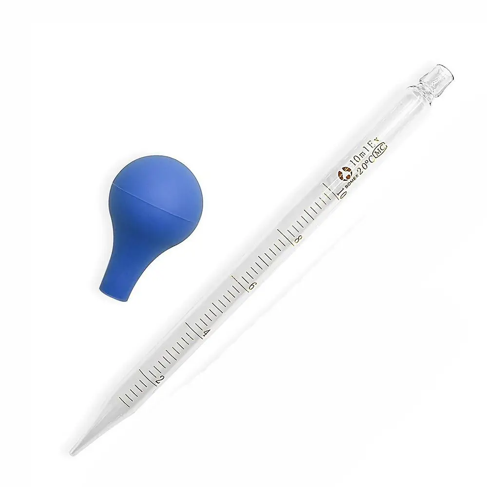 2Pcs Clear Glass Graduated Pipette with 1Pc Cleaning Brush Measuring Dropping Pipet 10ml Dropping Pipettors