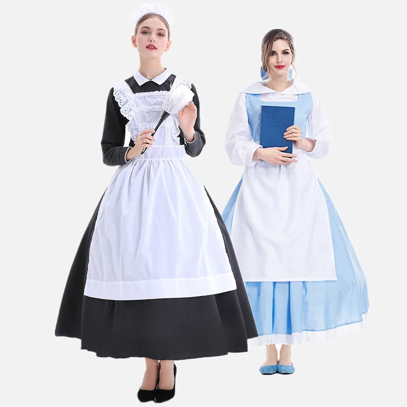 

Medieval Retro Kitchen Maid Apron Tabletop Game Script Kill Stage Drama Performance Costume Women's Traditional Clothing