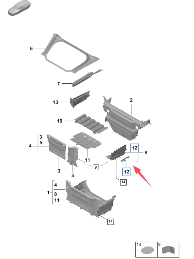 OE 992805733GRV 992805733YGRV 992805733Y 992805733 Side panel bracket for Porsche Carrera 992 GT3 992T, condenser lower bracket