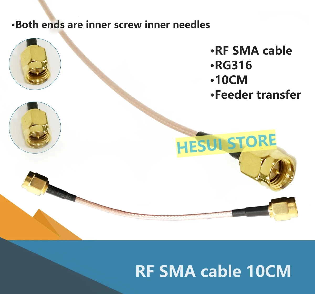 1/5/10PCS Both ends of the RF SMA cable RG316 are internal needle wires with a length of 10 cm and a feeder transfer