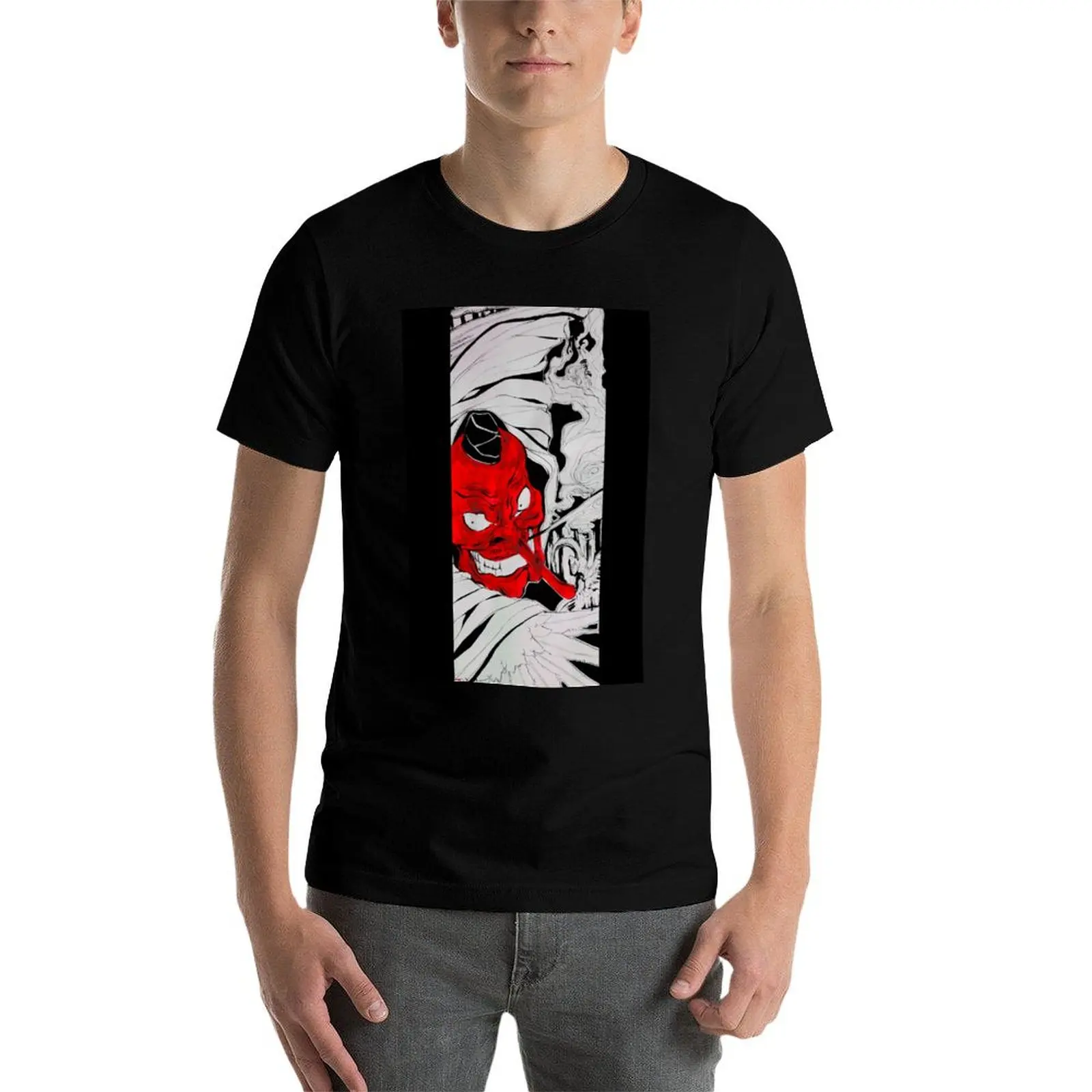 الأحمر Tengu تي شيرت رجل تي شيرت للرجال عادية تي شيرت الرجال 100% القطن الفاخرة العلامة التجارية تي شيرت