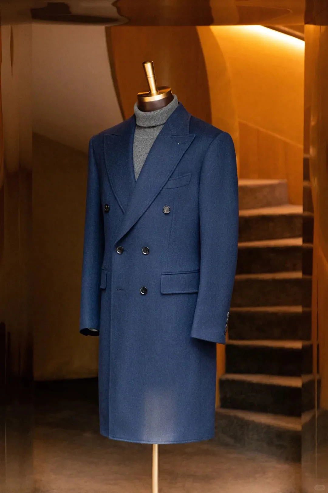 

Autumn Winter Men's Double Breasted Woolen Coat Korean Style Casual Handsome Business Fashionable Coat Warm Slim Fit Windproof