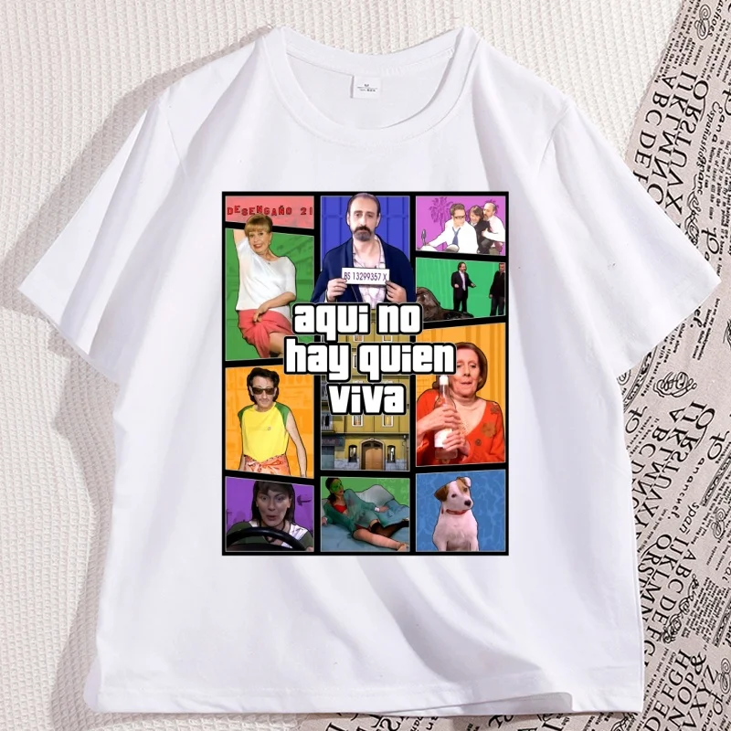 Aqui No Hay Quien Viva Video Game T-shirts for Man Woman Clothes Men's Printed Short Sleeve Casual Round Neck Tee Shirt Tops