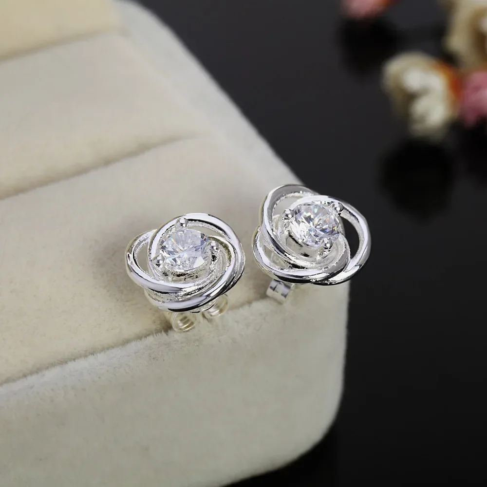 

Luxury Brand 925 Sterling Silver Shiny Crystal Earrings For Women Street Fashion Affordable Jewelry Gift Wedding Party