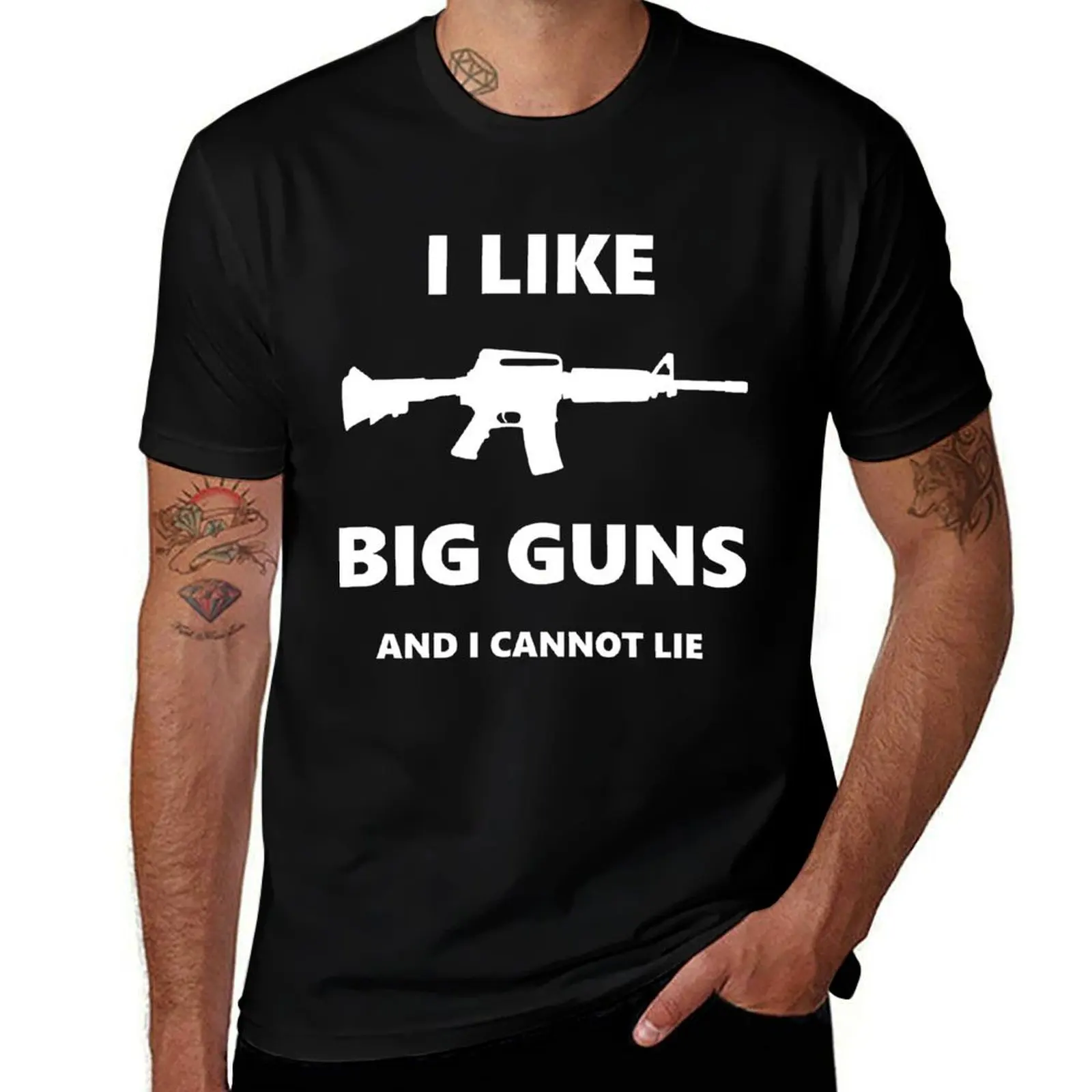 I Like Big Guns and I Cannot Lie Pro-Gun Funny T-Shirt Breathable Gym Short Sleeve T-Shirt