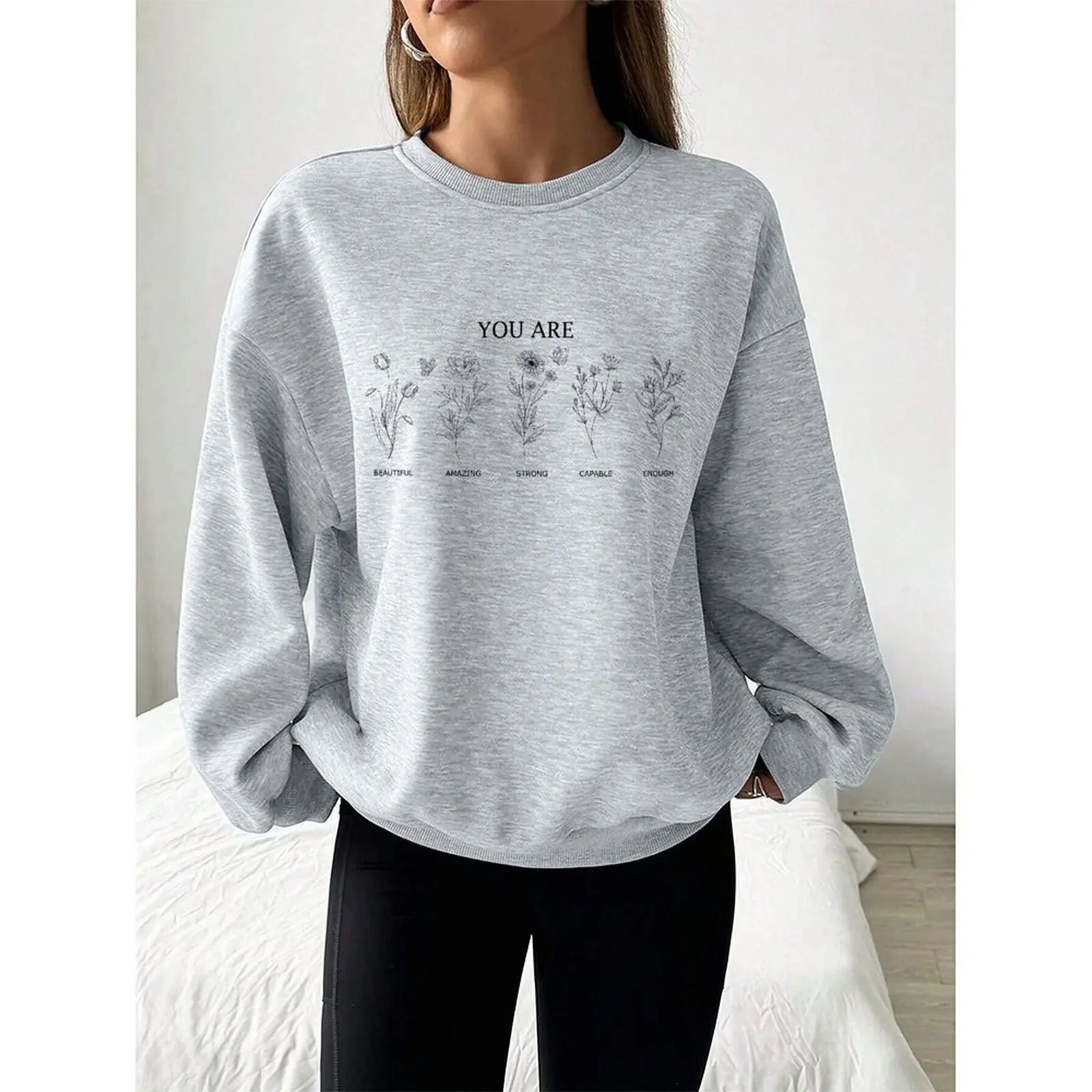 

Women's Sweater O Neck Sweatshirts Velvet Winter Casual Floral Print Long-sleeved Pullovers Autumn Woman Clothes 2025