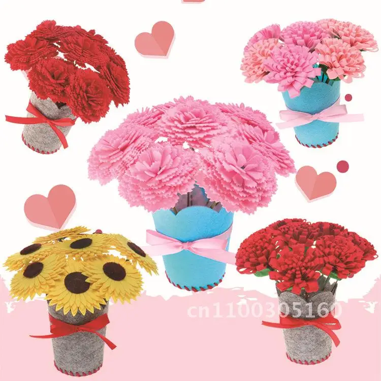 

Thanksgiving gift non-woven diy potted carnation bouquet children's handmade educational toys
