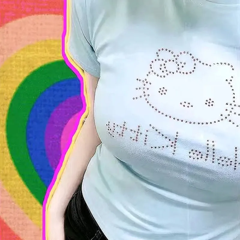 女性用半袖Tシャツ,夏服,セクシー,スリム,タイト,レトロ