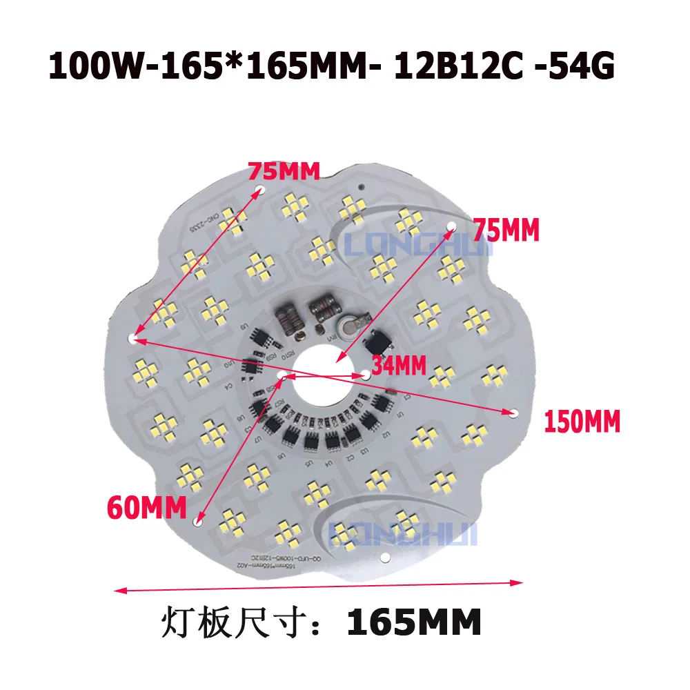 220V LED Linear Flood Light Full Power Smart IC Driver SMD 2835 Panel for 100W 150W 200W Factory Lamp Replacement for Workshop W