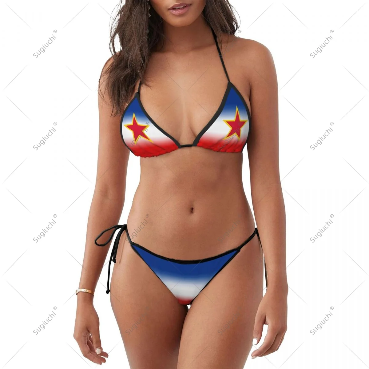 

Women Girls Bikini Yugoslavia Flag Swimsuit Sets Three Point Beachwear Swimming Bathing Beach Party Suits Sexy Mujer