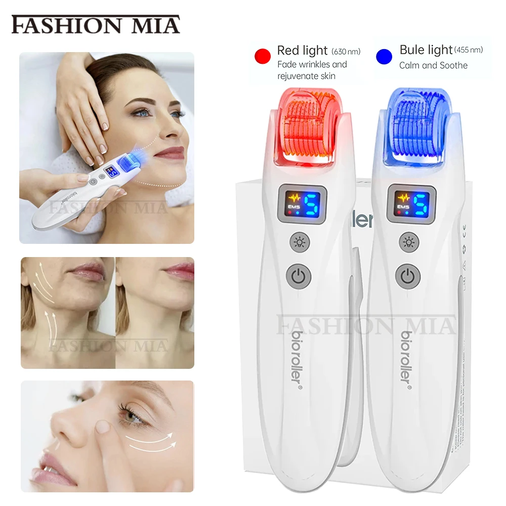 2023 New Electric Micro Needle EMS Titanium Derma Roller Microneedling Hair Regrowth Beard Growth Micro Current Vibration Device