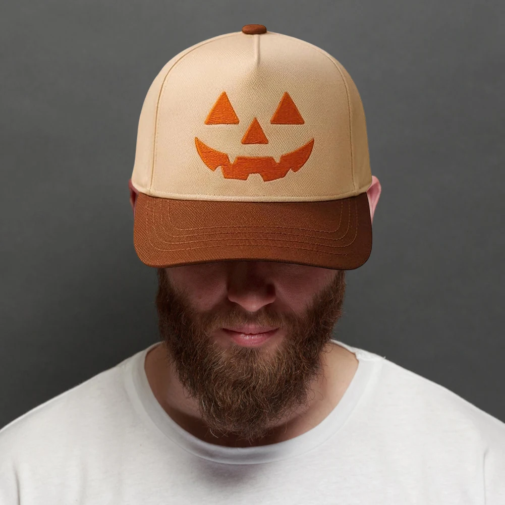 Adjustable Funny Party Hats for Women Men Halloween Pumpkin Embroidery Baseball Cap for Outdoor Activities Like Hiking Fishing