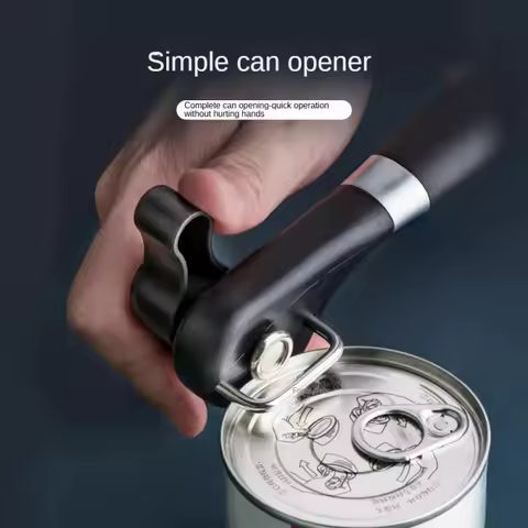 Professional Manual Can Opener &ndash; Kitchen Side-Cut Can Opening Tool with Easy-Grip Plastic Handle, Effortlessly Opens All Types o