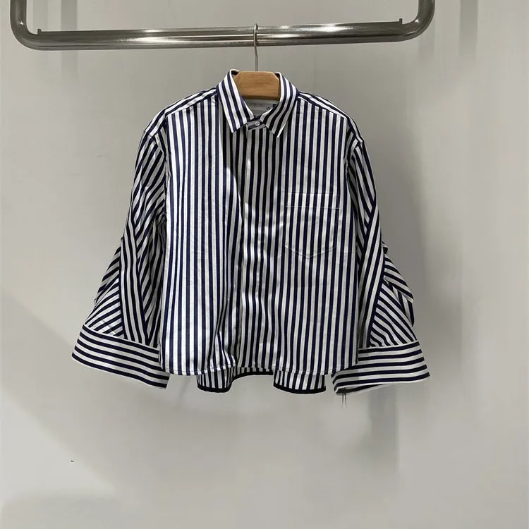 

SS24 spring/summer design new shirt loose casual flared sleeve silhouette striped shirt