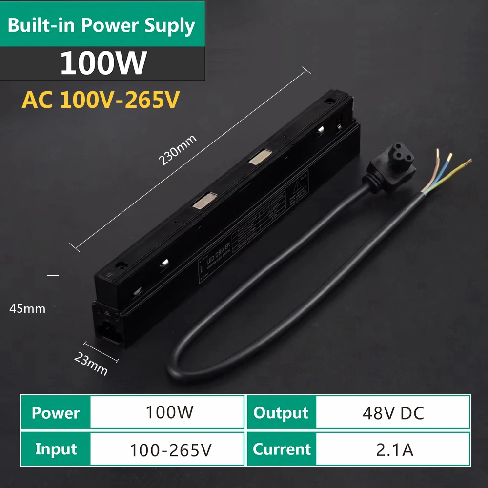 Power Supply For 48V Magnetic Track Light AC 100V 110V 120V 220V 230V Transformer LED Magnetic Track Lighting System Accessories