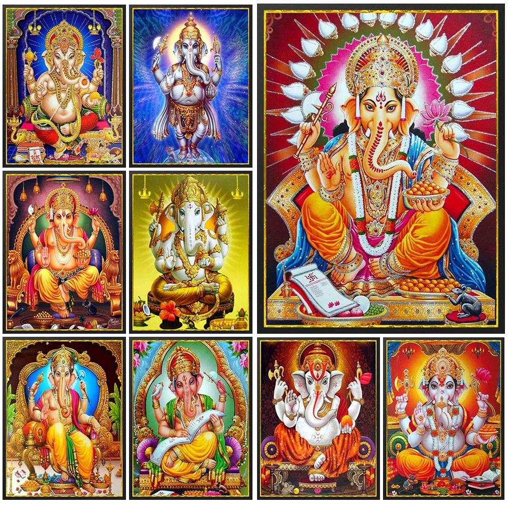 Ganesha Hinduism Mythology Religion Prints Wall Pictures For Living Room Decor Poster Wall Art Canvas Painting Unframed