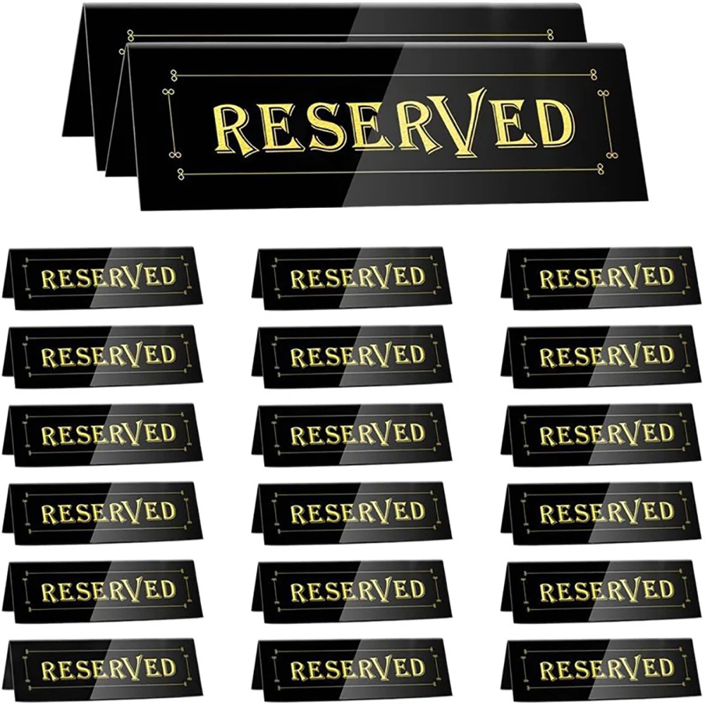 4/10pcs Acrylic Reserved Table Tent Sign, Waterproof, Double-Sided, Suitable for Weddings, Restaurants, and Office Meetings.