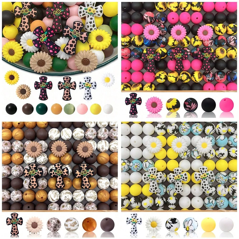 34/86-teiliges Kreuzserien-Set, handgefertigtes DIY-Geschenk, geeignet für die Herstellung von Schlüsselanhängern, Armbändern, Halsketten und Perlenstiften