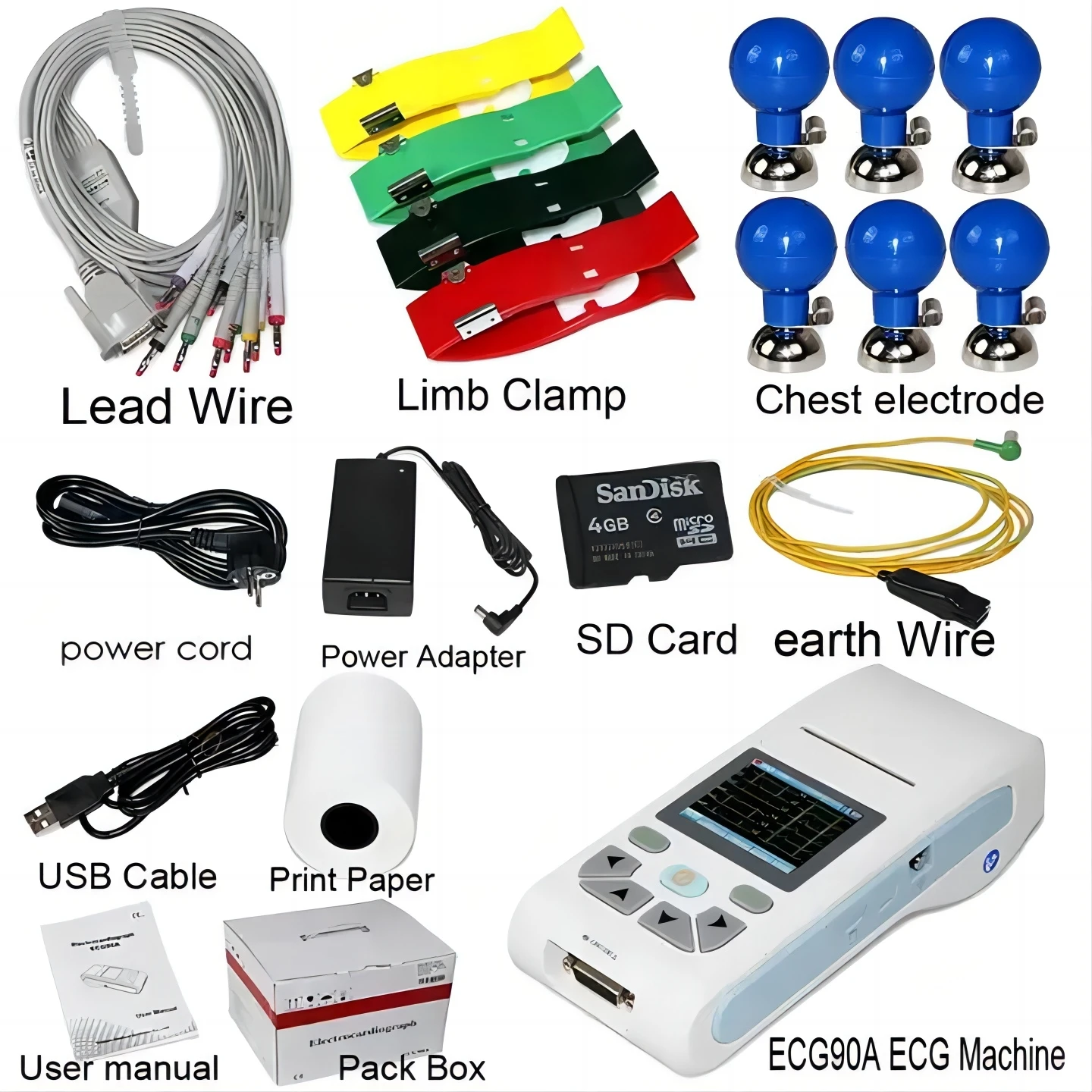 Portable electrocardiograph 12 leads ECG/ ECG90A ECG system