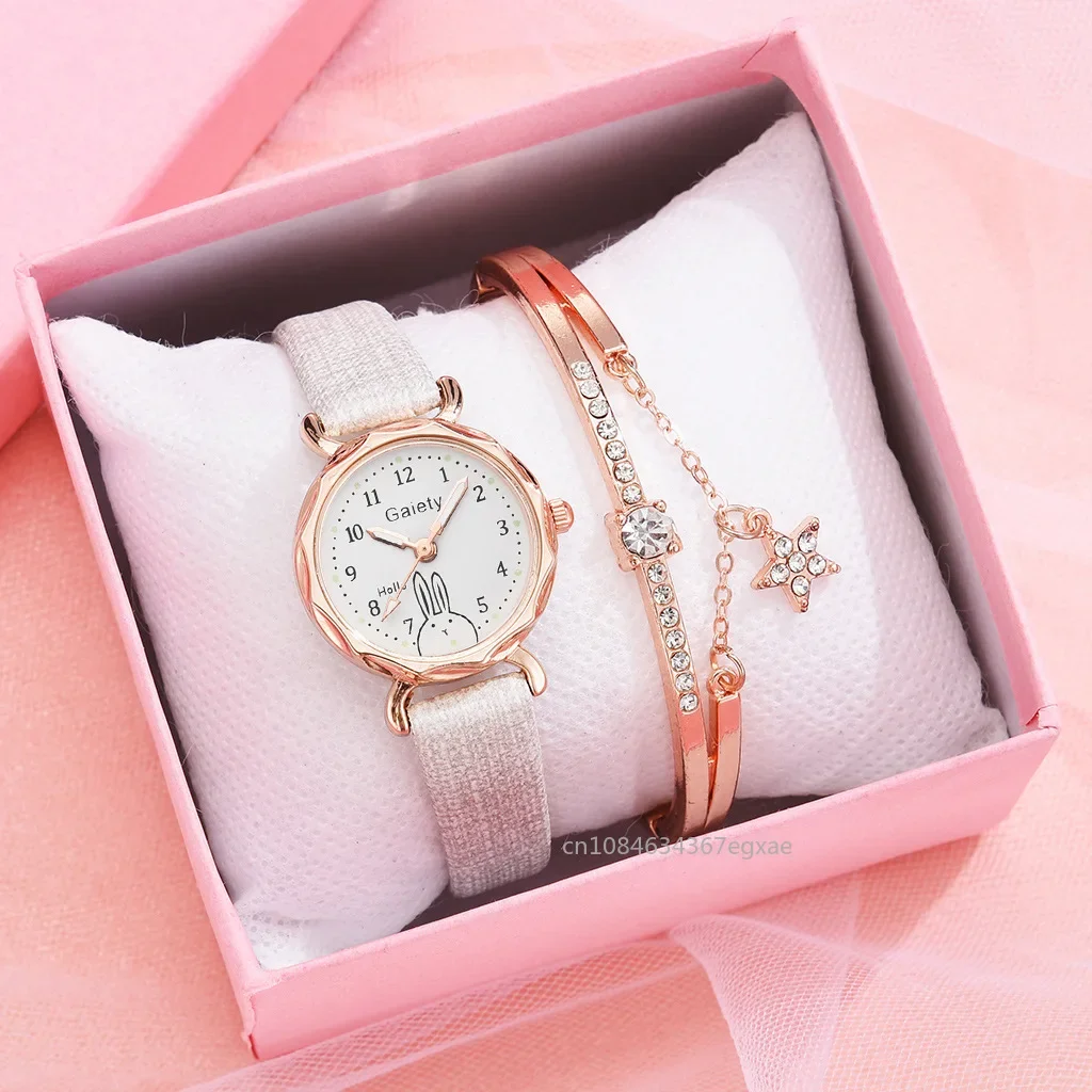 2/1PCS Set Women Watches Luxury Temperament Ladies Watch New Casual Leather Strap Quartz Wristwatches Gifts Relogio Feminino