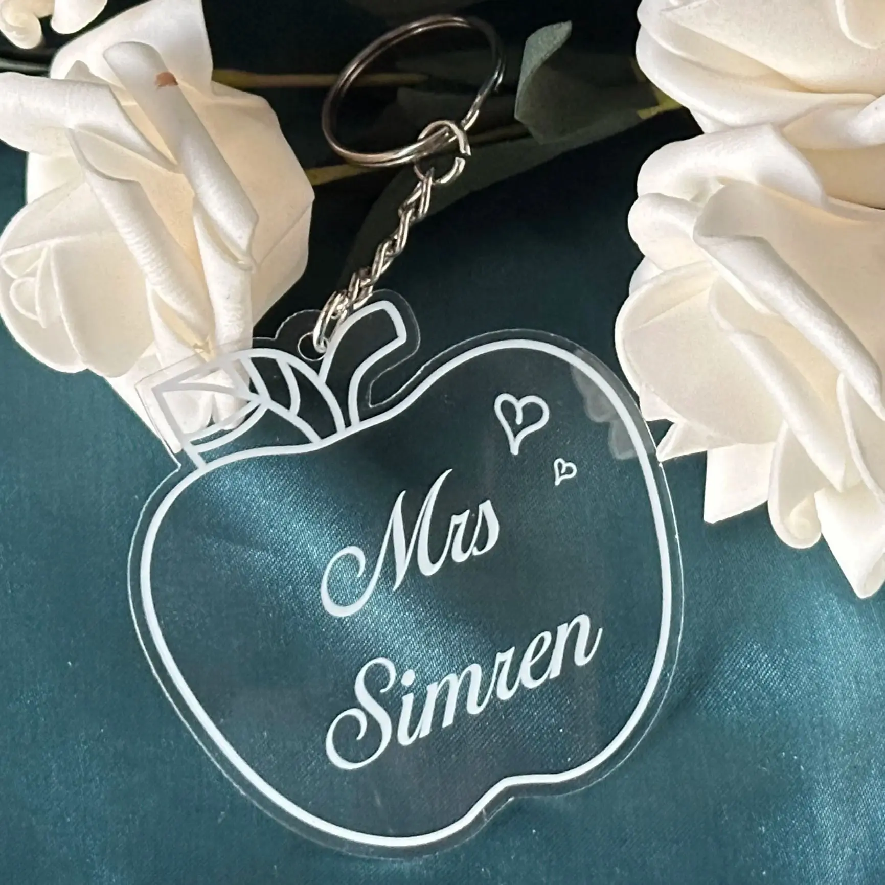 

Transparent Name Key Ring,Round Mirror Blue Acrylic Hebrew Prayer Blessing Card,Personalized Card,Apple Shape,Custom,10 Pcs