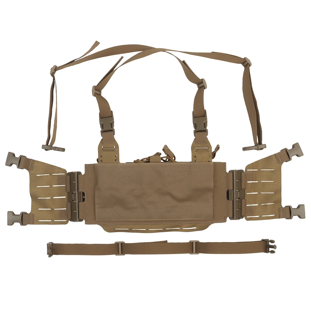 Airsoft Shooters Vest Knight Tactical Chest Rig With Quadruple 5.56 & 7.62 Mag Pouch Front Panel MOLLE Hanging Storage Item Bag