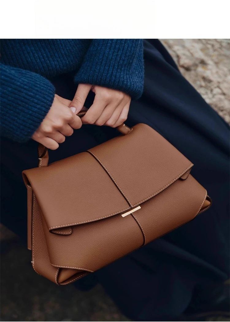 French Y2k Mokki Smile Fold-wrap Genuine Leather Women's Bag Niche Fashion Handbag Crescent Shoulder Messenger Bag