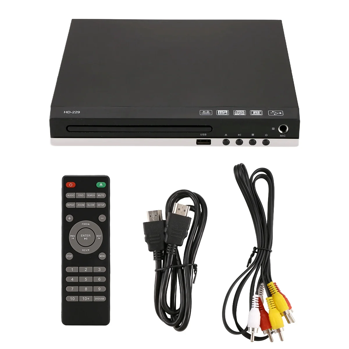 

T36C HD 1080p CD/EVD/VCD DVD Player Outputs Home Digital Media Player with USB and Microphone Ports EU PLUG