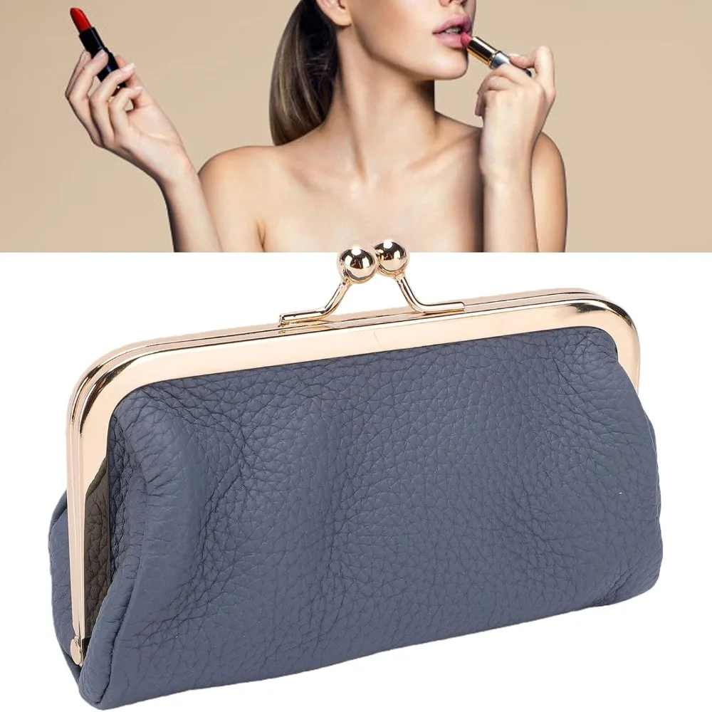 Durable Top Grain Leather Wallet Compact With Key Ring Makeup Organizer Coin Purse Travel