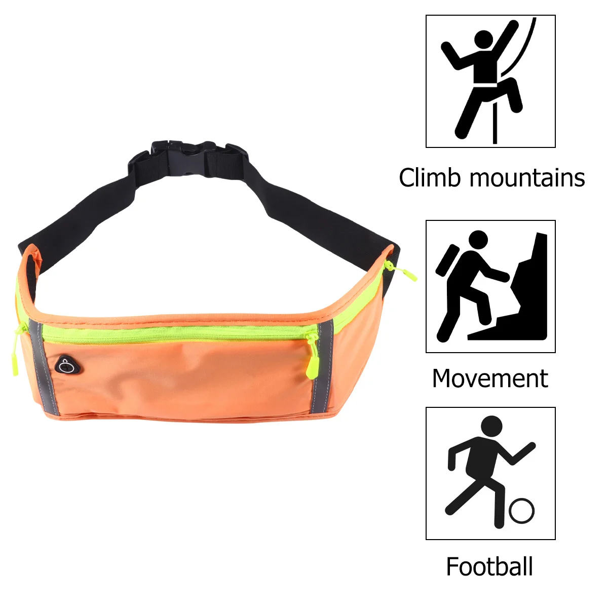 1Pcs Dark Grey Running Waist Pouch 3 Compartments Waterproof Reflective Material Smooth Zipper Perspiration Dissipation