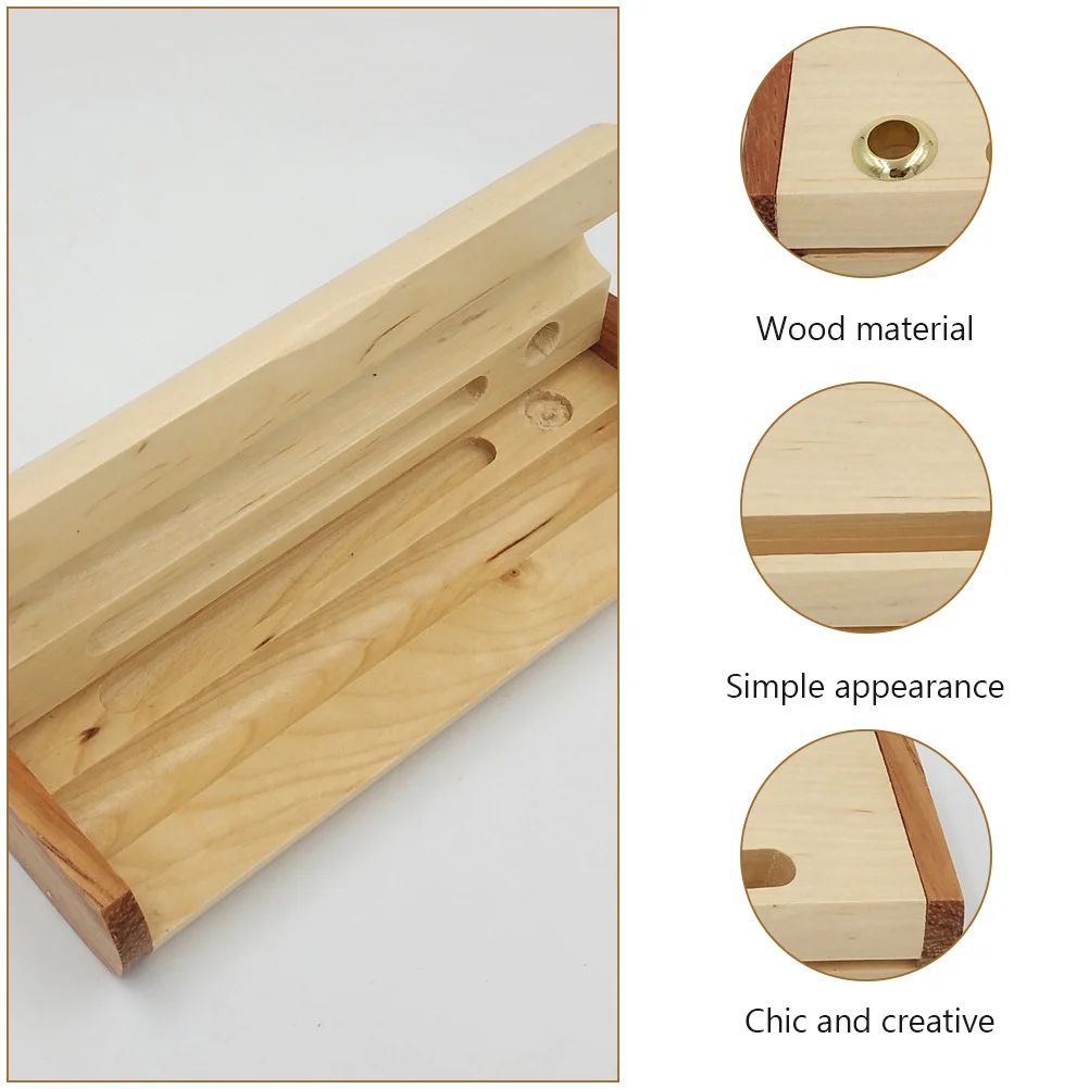 

1Pcs Wooden Stationery Box Beige Handcrafted Smooth Finish Pen Storage Box for Office Desk Organization Cards Holder Classic