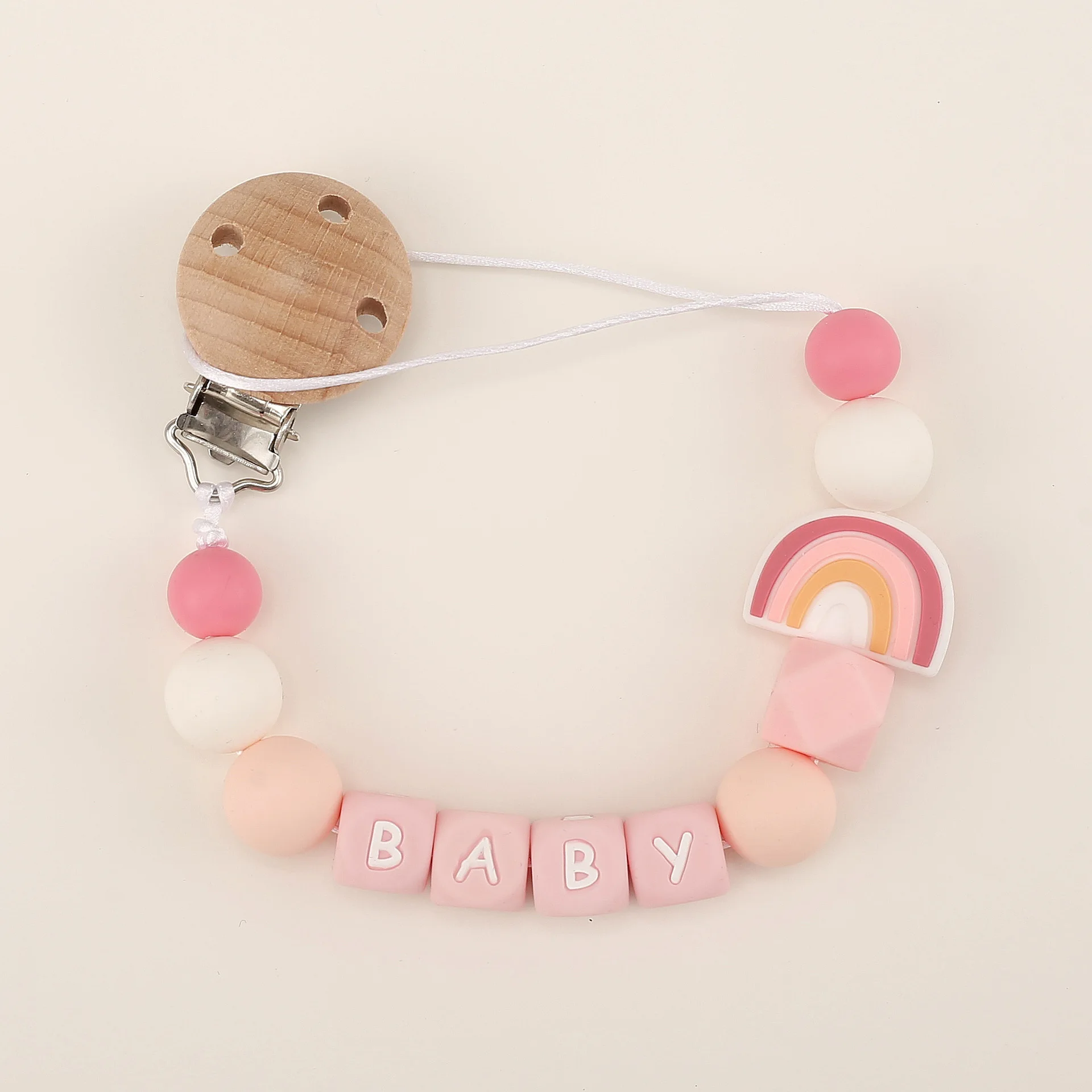 Baby Pacifiers Clips Personalized with Name Silicone Rainbow Dummy Nipples Holder Clip Chain BPA Free Accessories Teething Toys