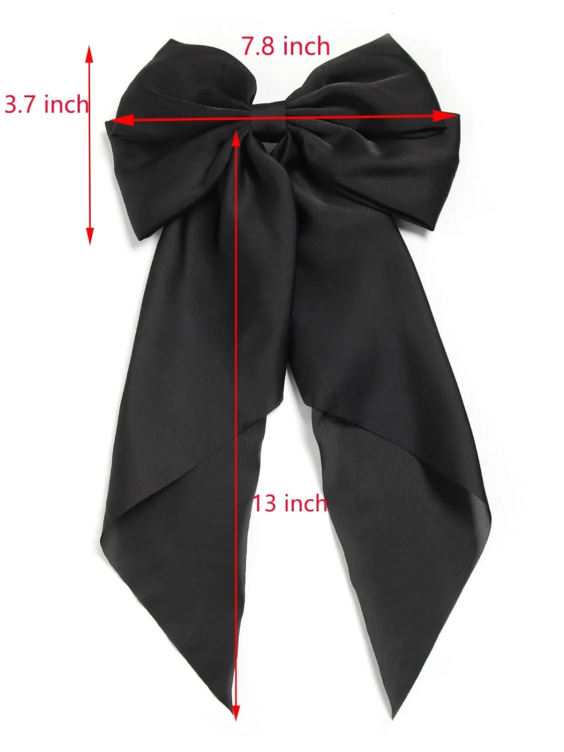 SongMay New Design Silky Satin Bow Hair Clips Long Tail Bows Clip for Girls Women Large Solid Hair Bows Hairpin