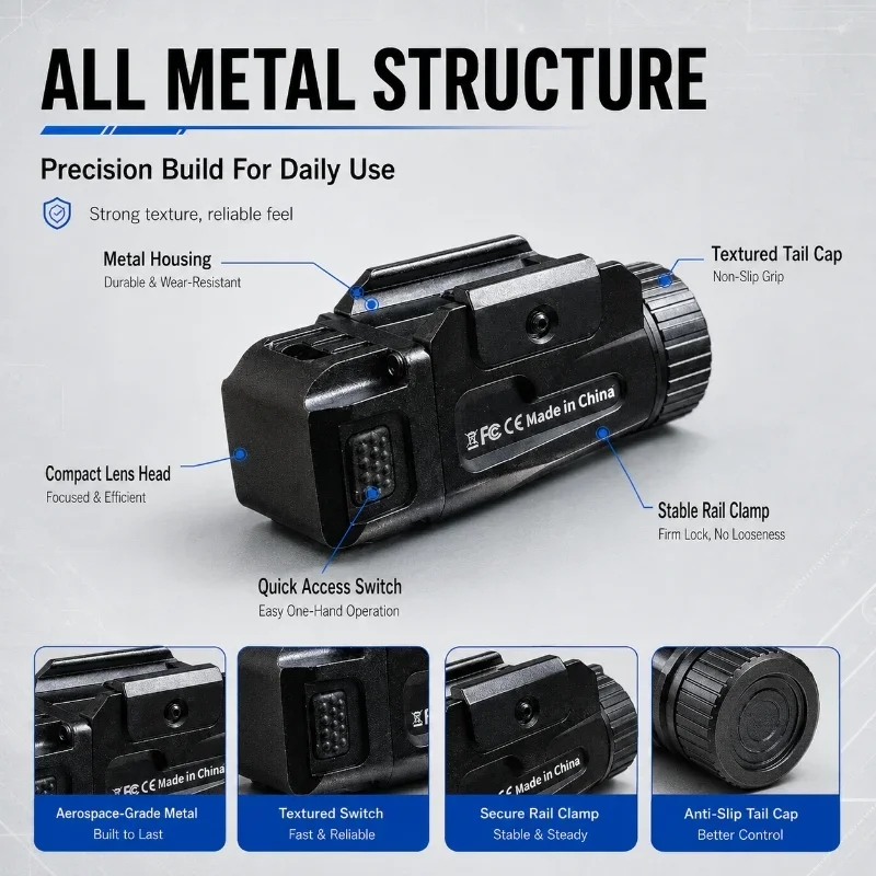 All Metal High Bright Torch For Hobby Model 800LM Multi Light Modes Type-C Charging Full Set With Tool Dust Bag