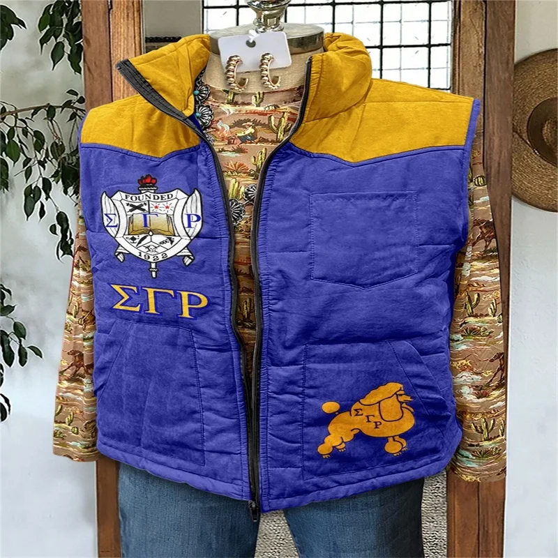 2025 Herbst/Winter Damen Neue Mode Weste Freizeitjacke Gedrucktes Muster Damen Warm Ärmellos Plüsch Weich Und Bequem