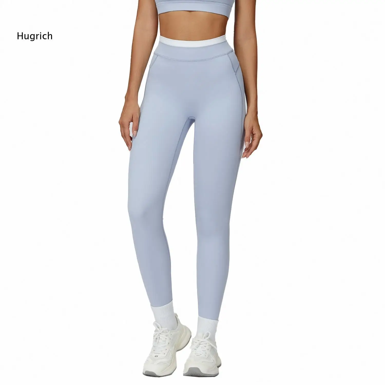 Women's High Waist Seamless Yoga Leggings, Soft Stretchy Workout Tights with Contrast Waistband, Gym Fitness Running Pants for