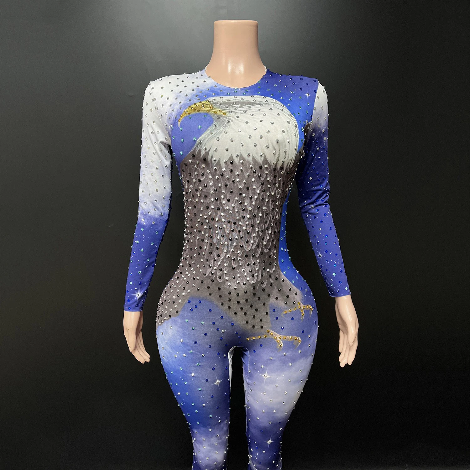 Strój do tańca jazzowego na Boże Narodzenie, strój na Halloween, do klubu nocnego, dla DJ-a, na rave, damski kombinezon z dżetami, kostium sceniczny Gogo XS10651